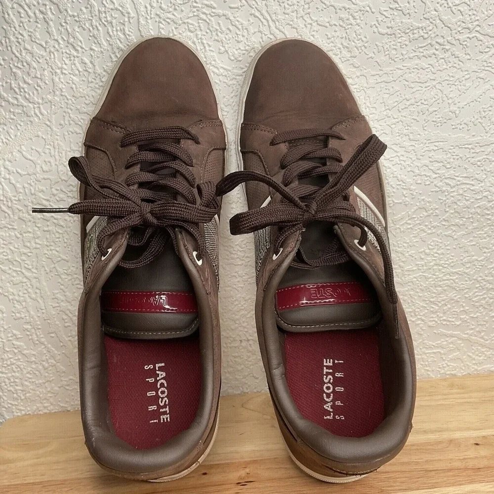 Lacoste Europa NS SPM 21233-0511‎ Brown Lace Up Sneaker Men 13 Indonesia Leather
